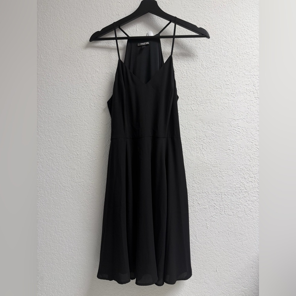 Express Black Midi Dress with Spaghetti Straps